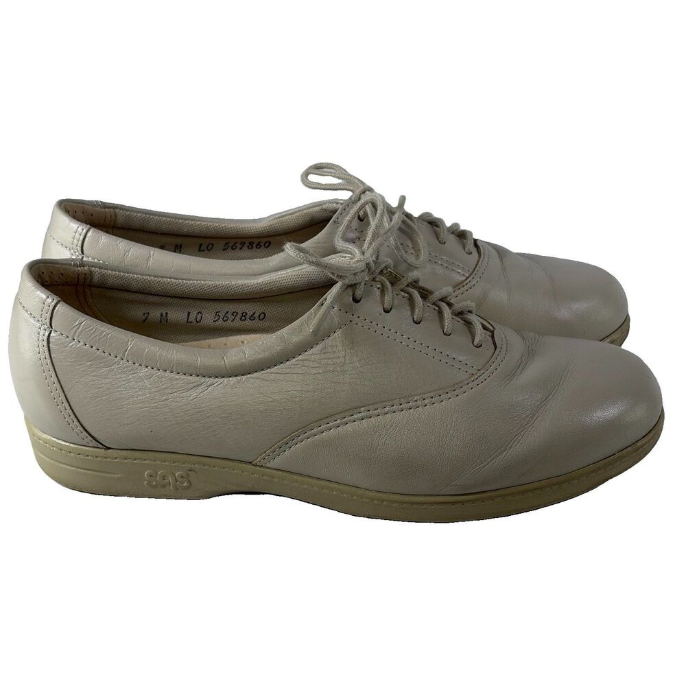 SAS Whisper Tripad Beige Comfort Leather Lace Up Walking Shoe Women’s 7M